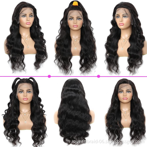 Body wave Lace Front Human Hair Wig Brazilian Virgin Human Hair 13X4 Lace Frontal Wig Pre Plucked With Baby Hair Natural Black